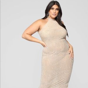 Nude rhinestone dress